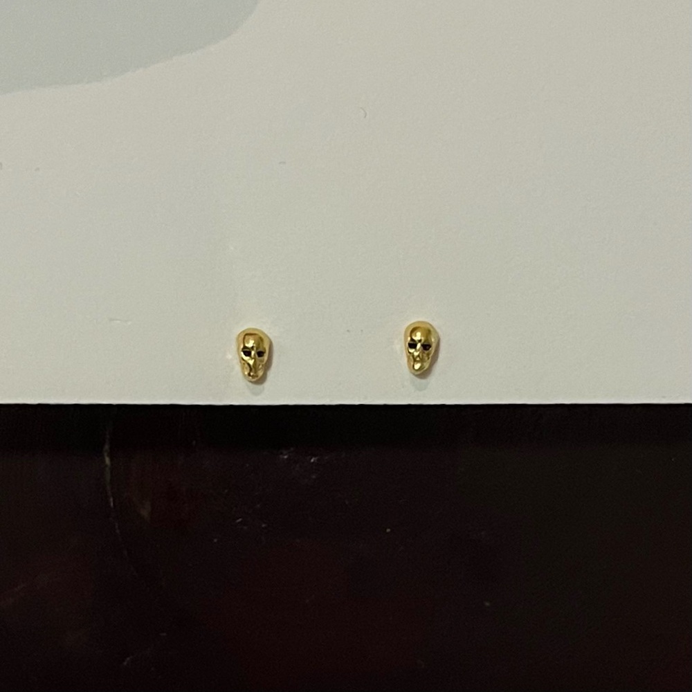 Tiny Skull Gold Stud Earrings